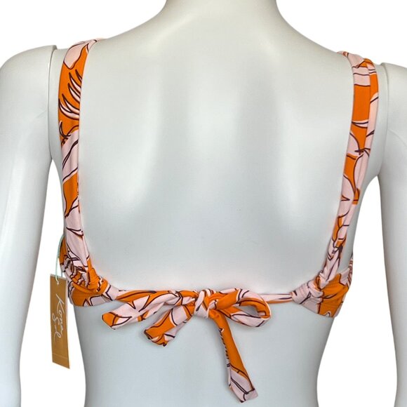 Kona Sol Orange & Pink Floral Multi-Way Bikini Top Nylon/Spandex Size Small NWT - Picture 2 of 5